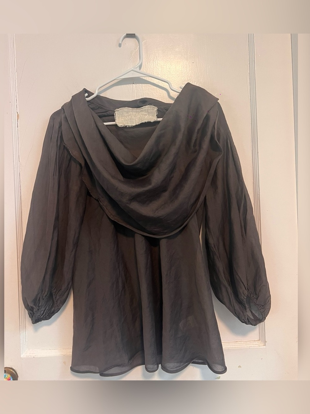 BritishIndia lagenlook whimsy goth Victorian silk blend drape blouse Size M